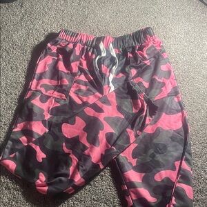 Pink, Black, and Green Camouflage Joggers